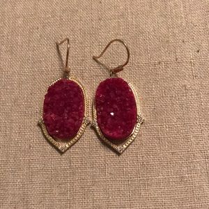 Stella & Dot Raspberry Druzy Earrings